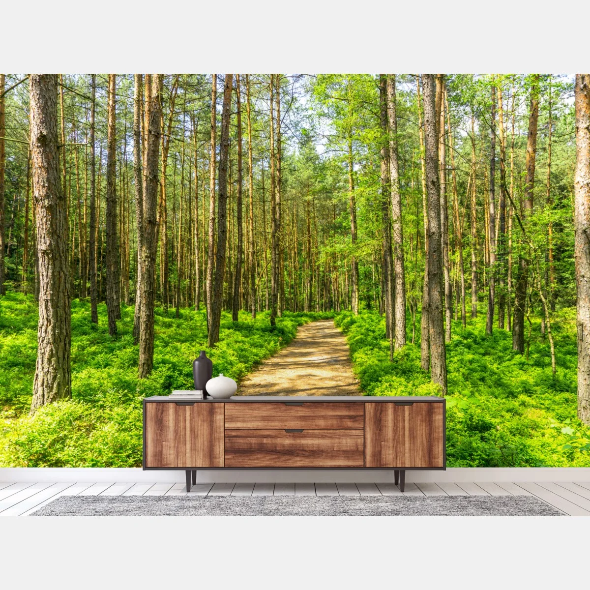Carta da parati sentiero silenzioso nella foresta di pini • Wallissimo® Carta da parati sentiero silenzioso nella foresta di pini • Wallissimo®