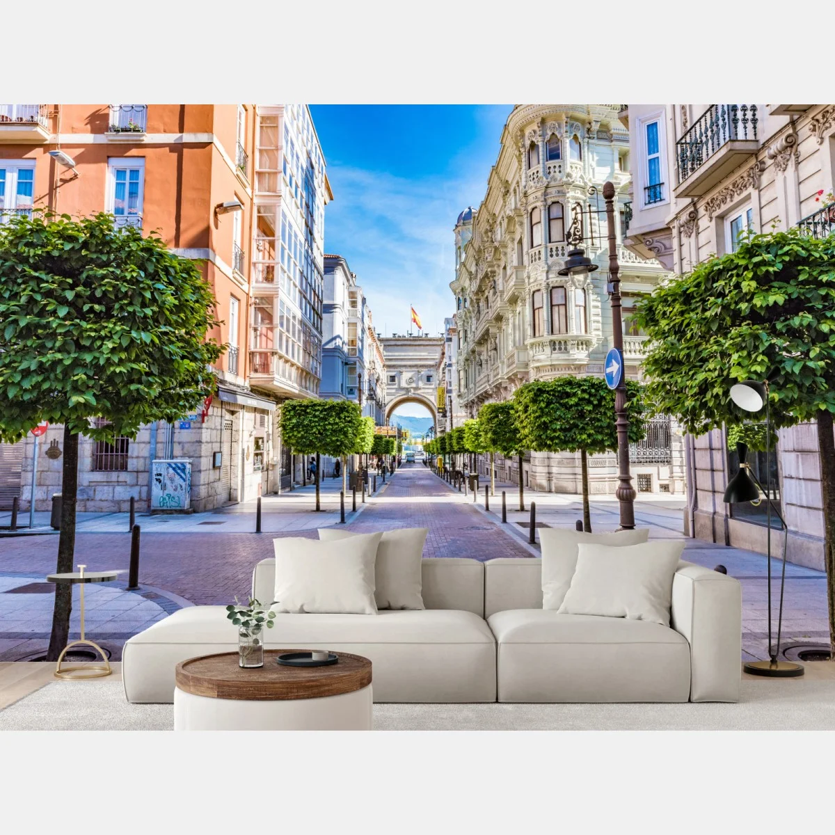Carta da parati viale storico di Santander sotto il cielo azzurro • Wallissimo® Carta da parati viale storico di Santander sotto il cielo azzurro • Wallissimo®
