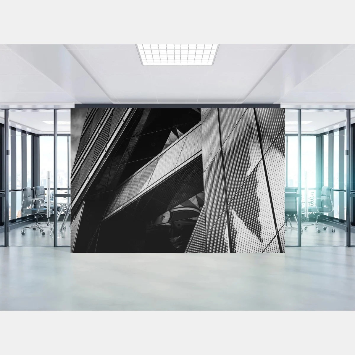 Carta da parati prospettiva urbana astratta in bianco e nero • Wallissimo® Carta da parati prospettiva urbana astratta in bianco e nero • Wallissimo®