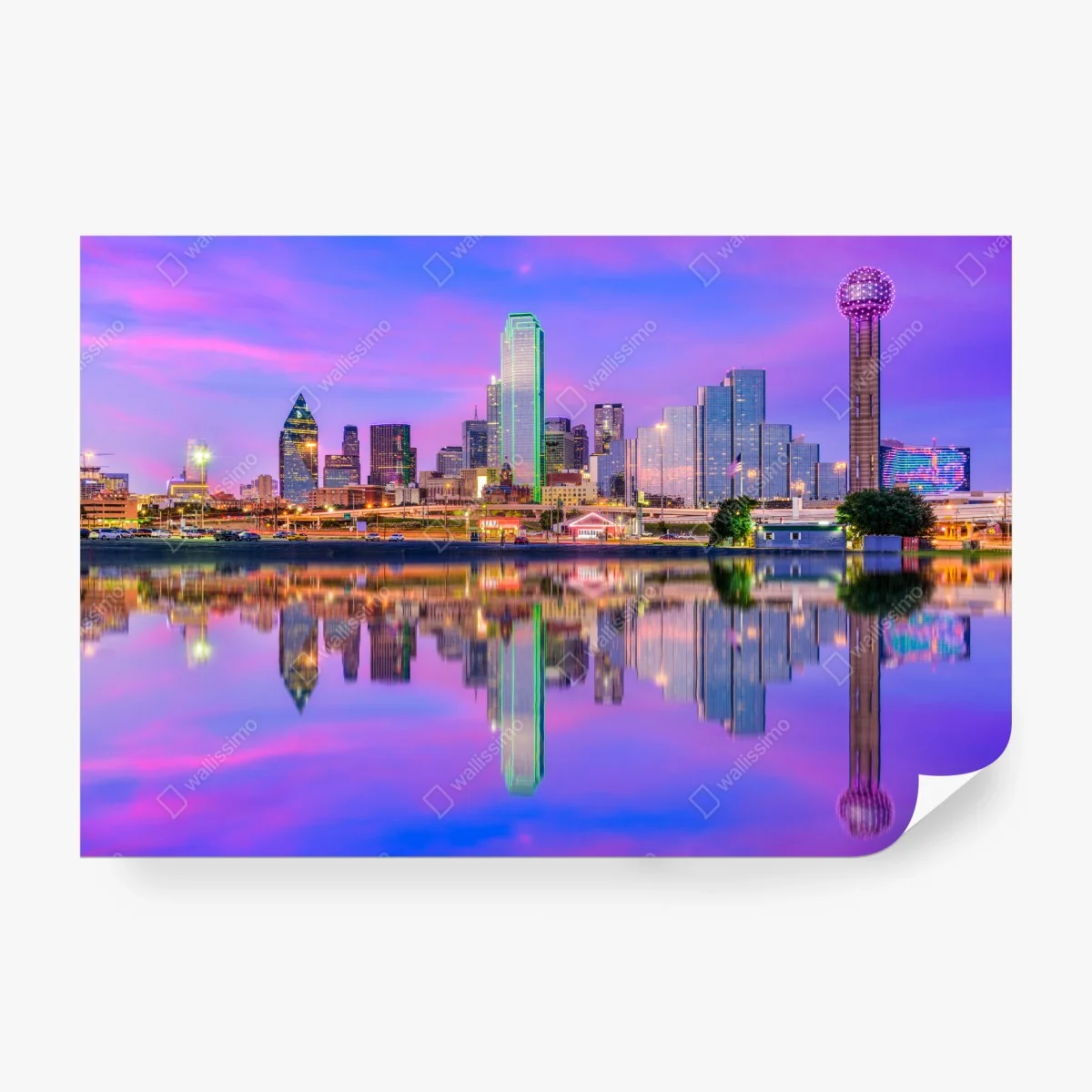 Carta da parati riflessi magici sullo skyline di Dallas • Wallissimo® Carta da parati riflessi magici sullo skyline di Dallas • Wallissimo®