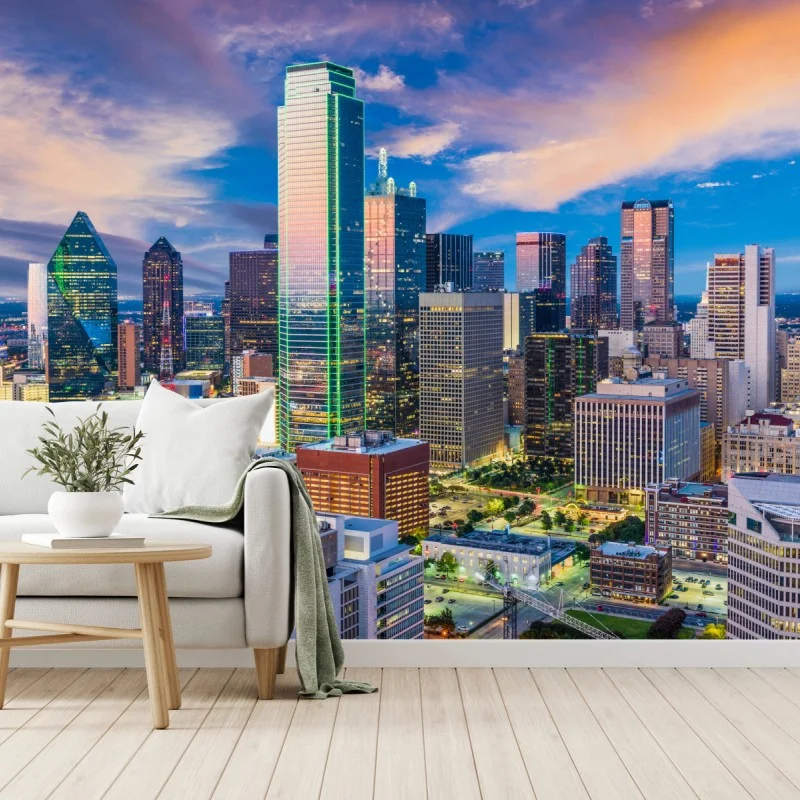 Carta da parati tramonto su Dallas: skyline urbano e contemporaneo
