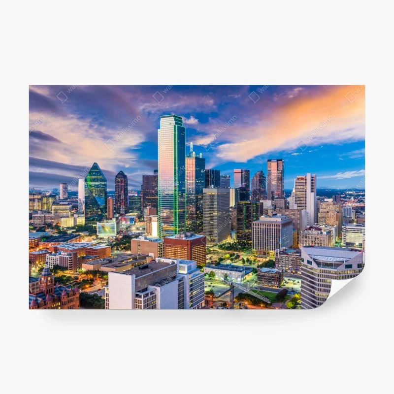 Carta da parati tramonto su Dallas: skyline urbano e contemporaneo