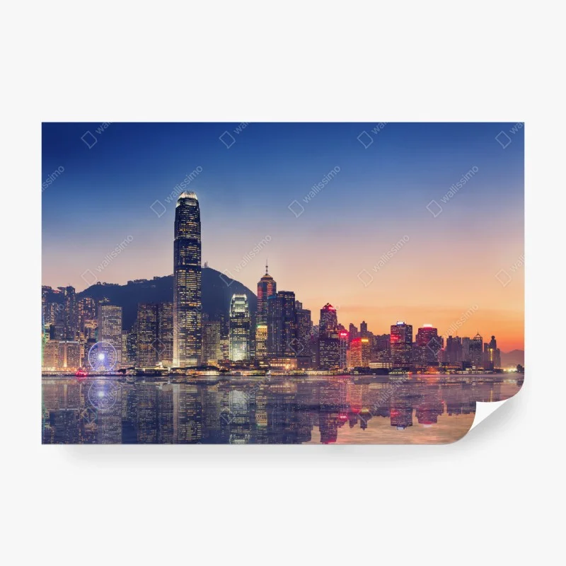 Carta da parati skyline di Hong Kong al crepuscolo