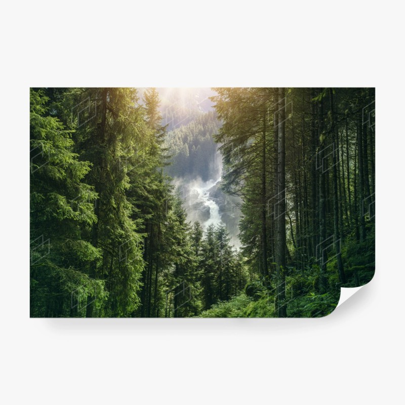 Carta da parati cascata di Krimml nella foresta alpina