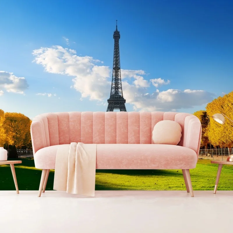 Carta da parati panorama primaverile di Torre Eiffel al Champ de Mars, Parigi