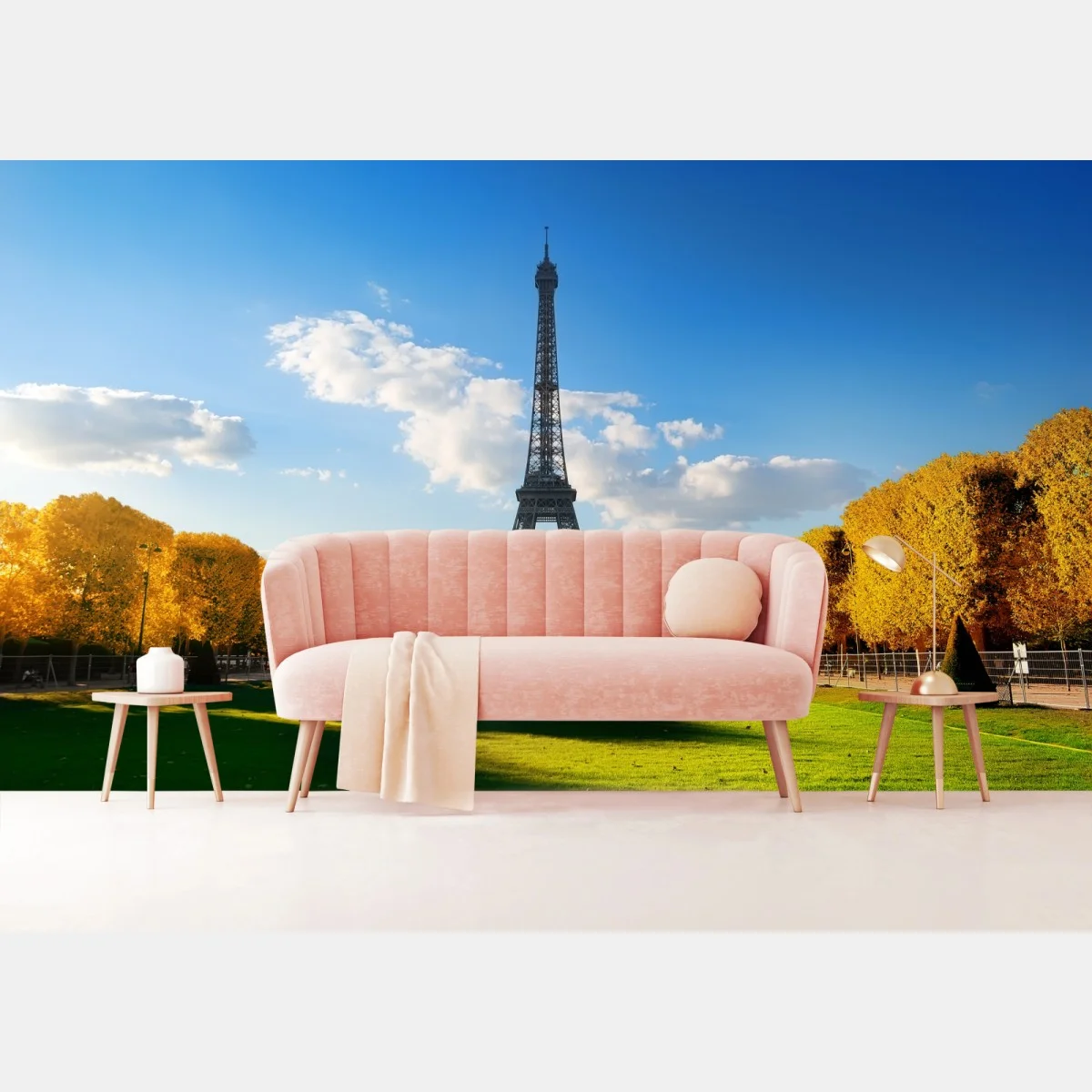 Carta da parati panorama primaverile di Torre Eiffel al Champ de Mars, Parigi • Wallissimo® Carta da parati panorama primaverile di Torre Eiffel al Champ de Mars, Parigi • Wallissimo®