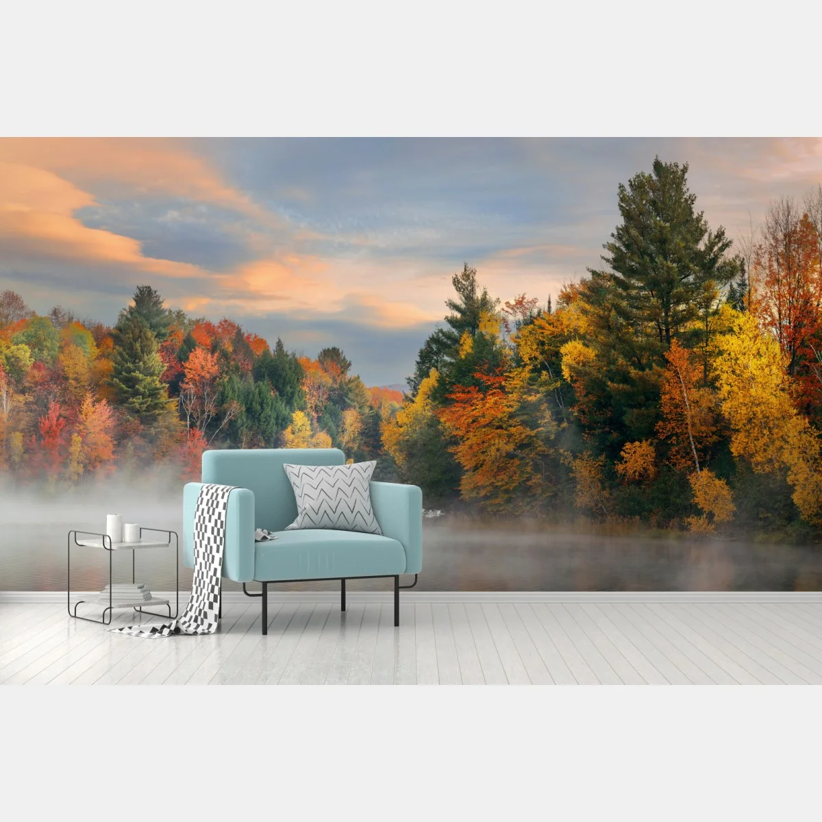 Carta da parati nebbia mattutina sul lago di Stowe • Wallissimo® Carta da parati nebbia mattutina sul lago di Stowe • Wallissimo®