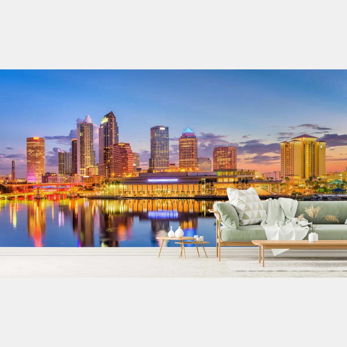 Carta da parati skyline di Tampa al tramonto • Wallissimo® Carta da parati skyline di Tampa al tramonto • Wallissimo®