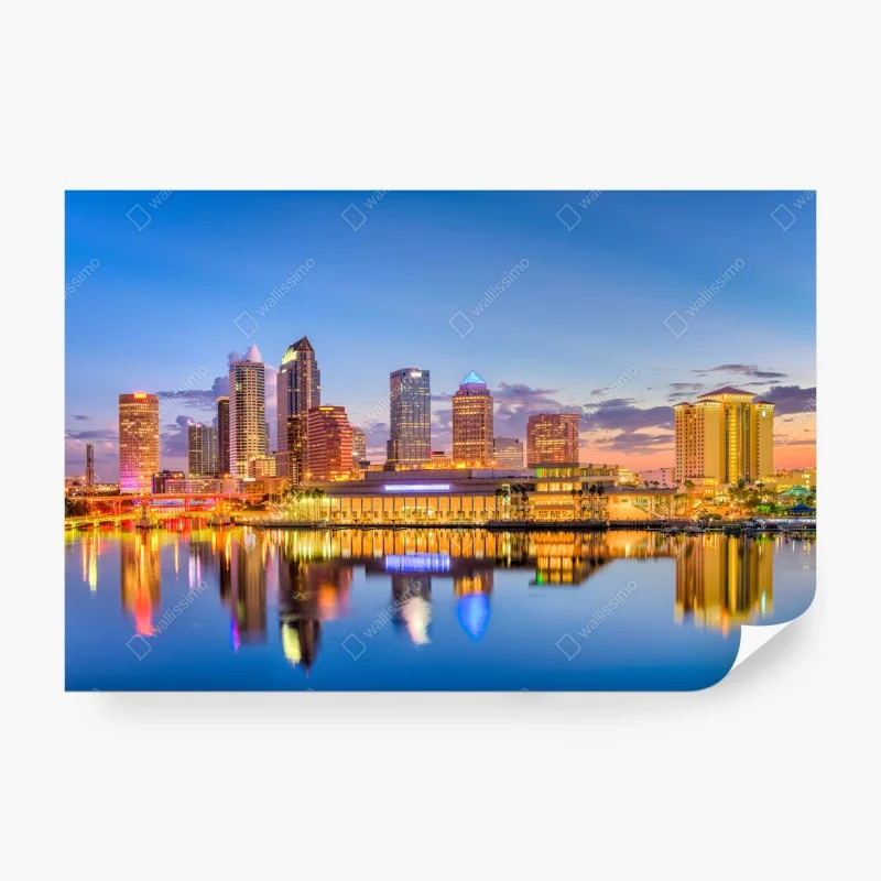 Carta da parati skyline di Tampa al tramonto • Wallissimo® Carta da parati skyline di Tampa al tramonto • Wallissimo®