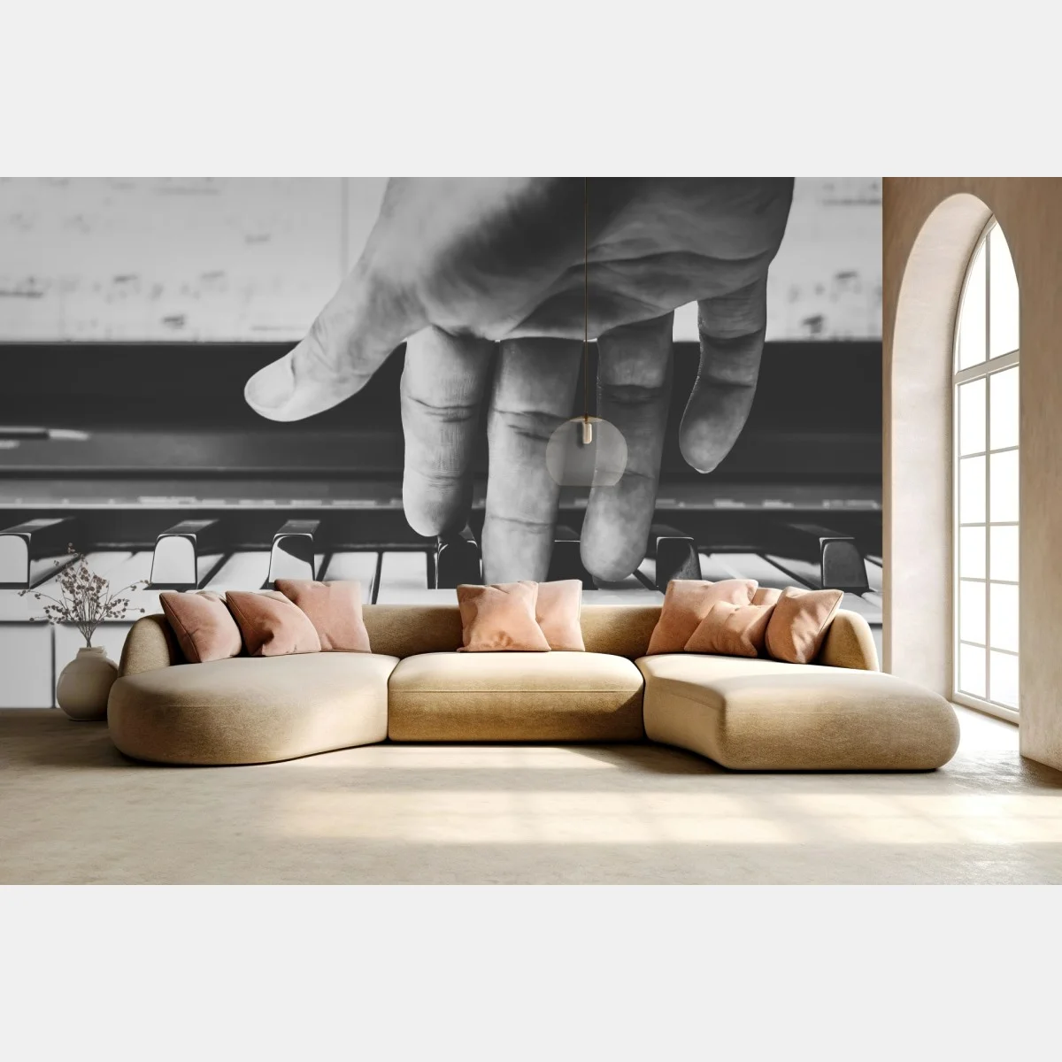 Carta da parati mano che suona il pianoforte in bianco e nero • Wallissimo® Carta da parati mano che suona il pianoforte in bianco e nero • Wallissimo®