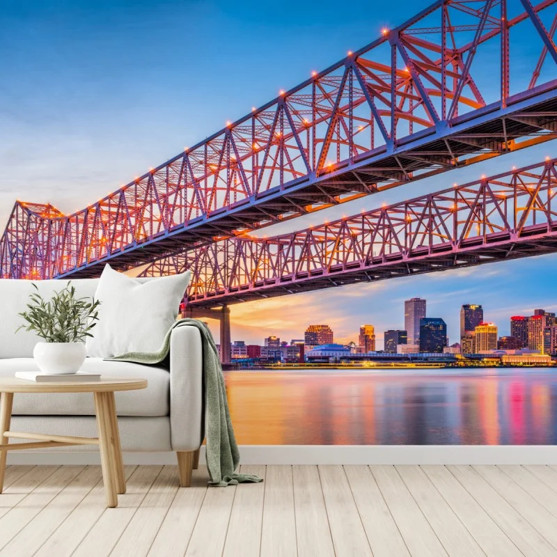 Carta da parati tramonto sul ponte Crescent City Connection a New Orleans
