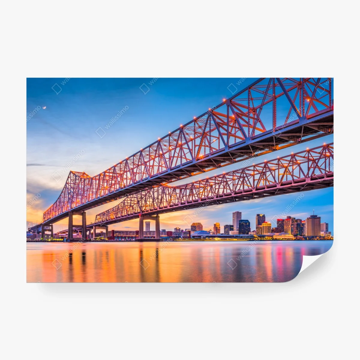 Carta da parati tramonto sul ponte Crescent City Connection a New Orleans • Wallissimo®