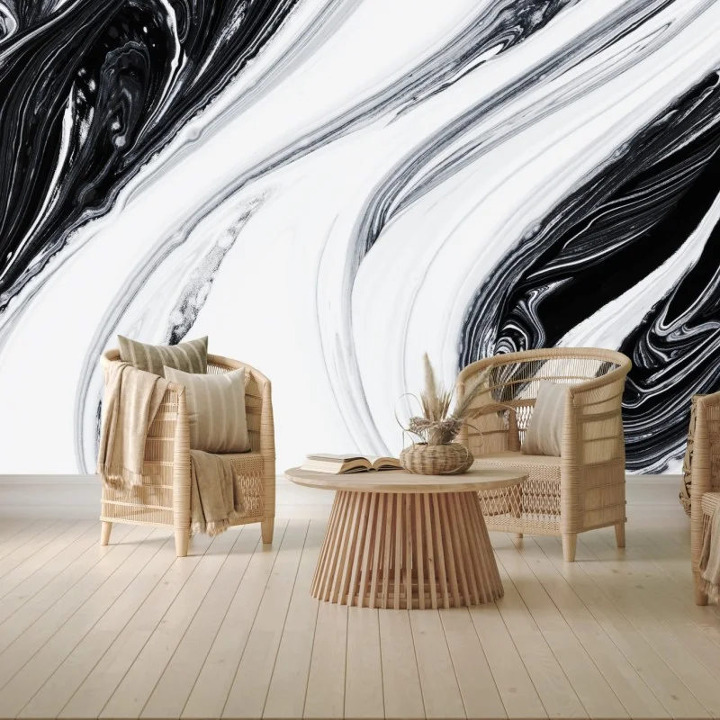 Carta da parati eleganza marmorizzata in bianco e nero