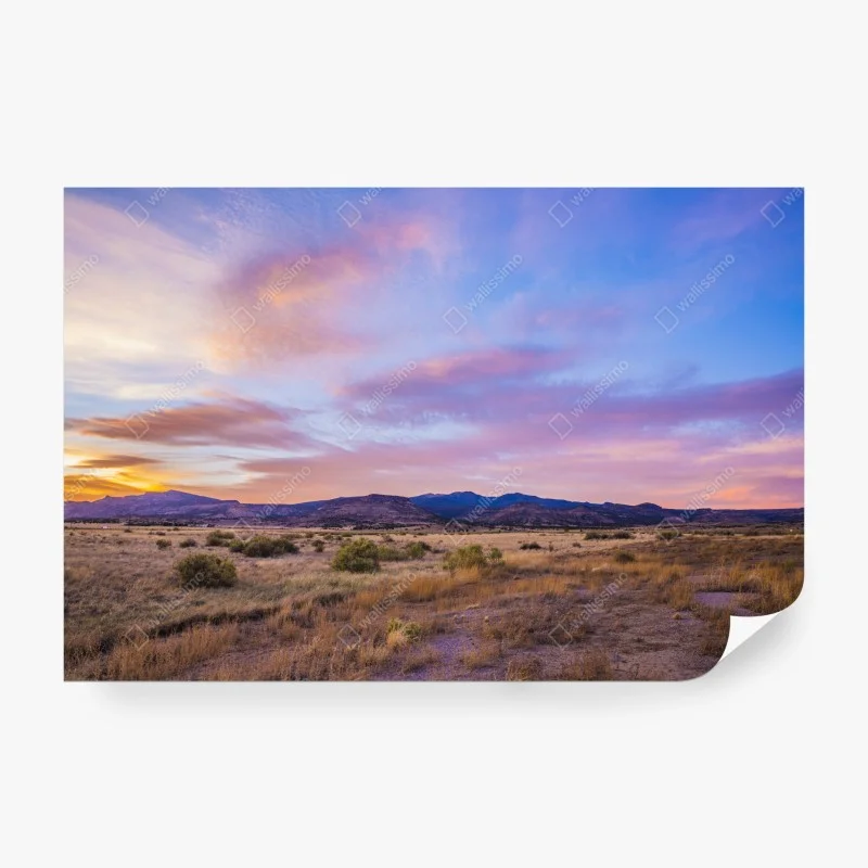 Carta da parati tramonto pastello sulla prateria