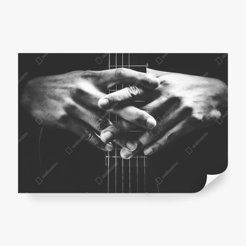 Carta da parati mani intrecciate sulla chitarra in bianco e nero