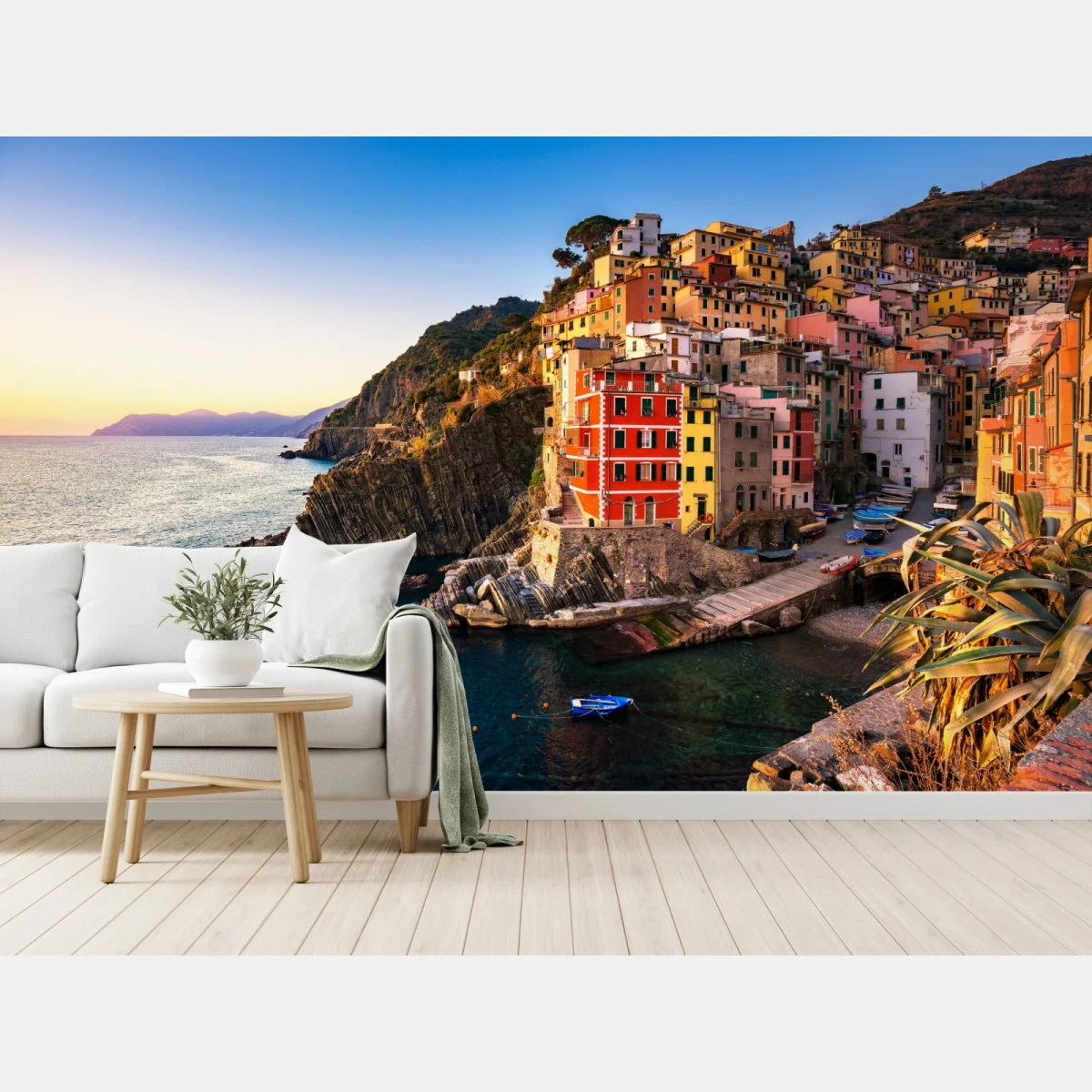 Carta da parati scorcio di Riomaggiore al tramonto • Wallissimo® Carta da parati scorcio di Riomaggiore al tramonto • Wallissimo®