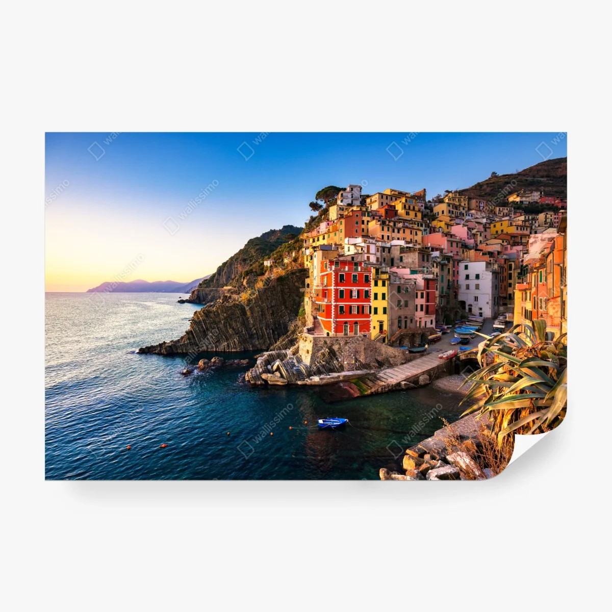 Carta da parati scorcio di Riomaggiore al tramonto • Wallissimo® Carta da parati scorcio di Riomaggiore al tramonto • Wallissimo®