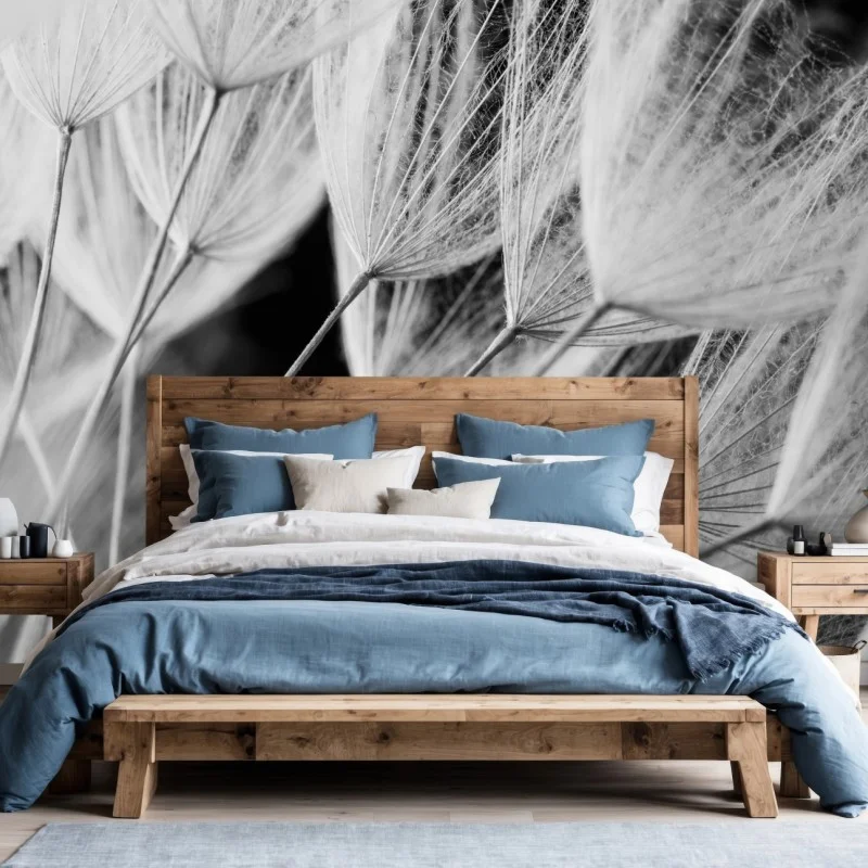 Carta da parati soffioni in bianco e nero