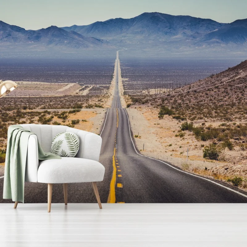 Carta da parati strada infinita nel deserto