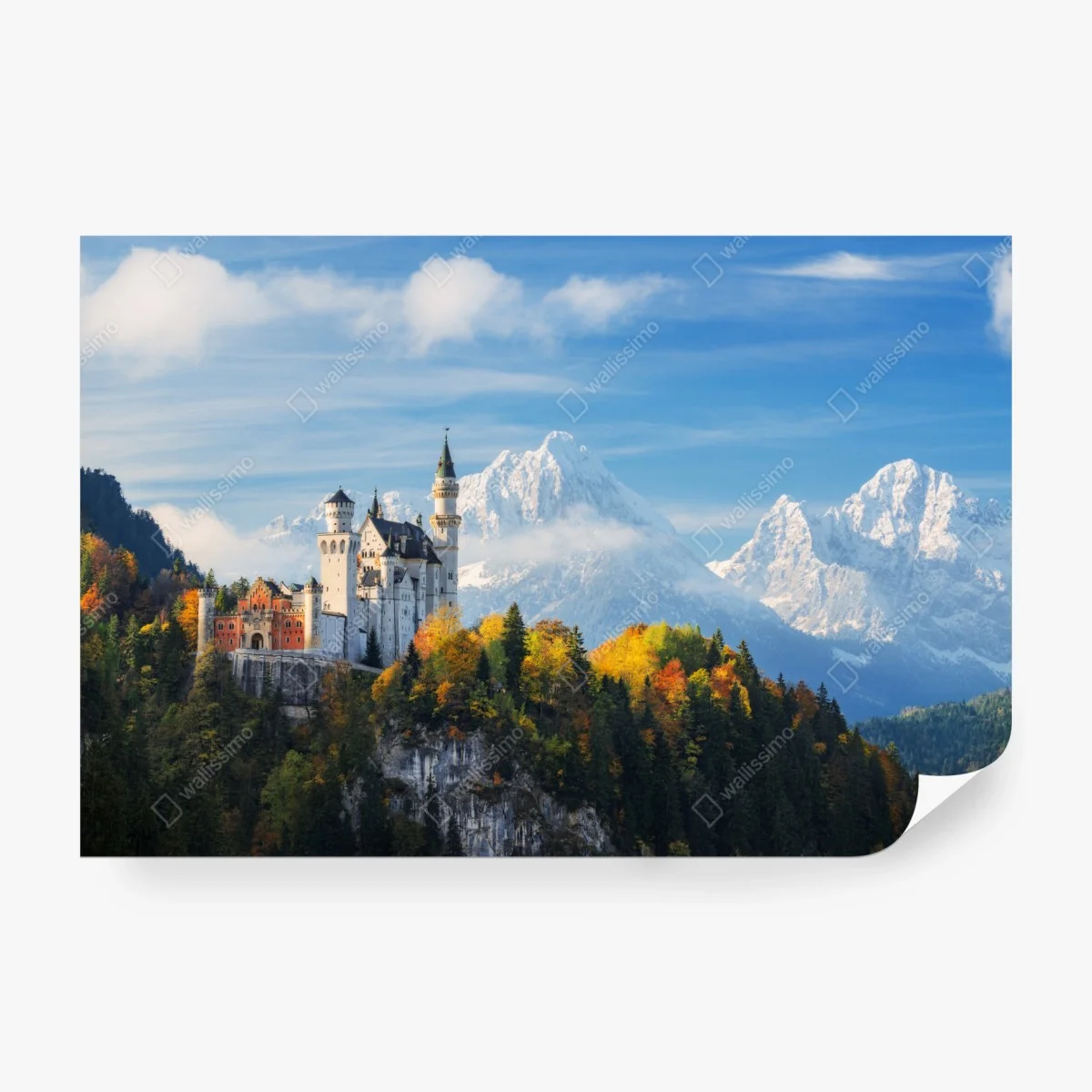 Carta da parati castello fiabesco sulle Alpi innevate • Wallissimo® Carta da parati castello fiabesco sulle Alpi innevate • Wallissimo®