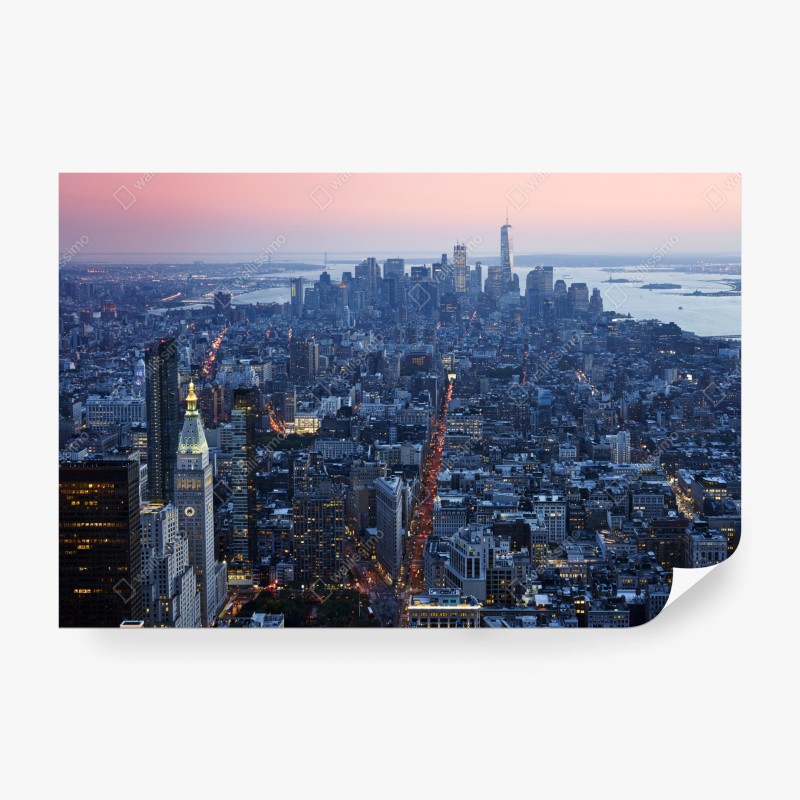 Carta da parati tramonto su Manhattan: vista aerea del centro