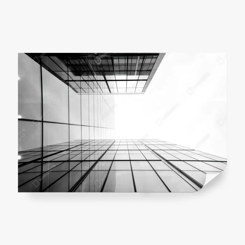 Carta da parati prospettiva verticale di grattacielo in vetro