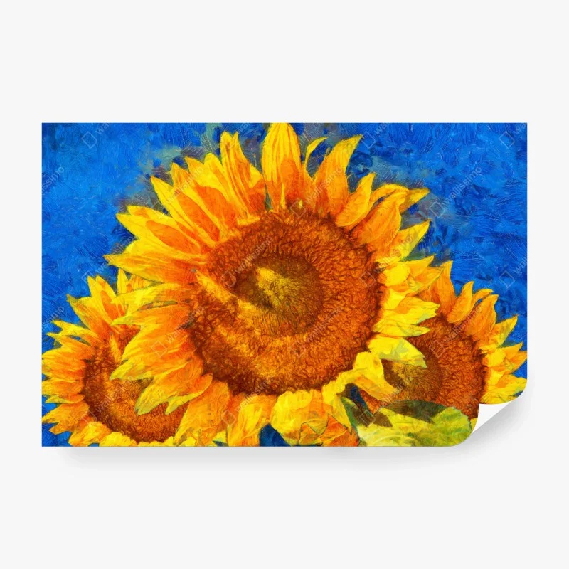 Carta da parati girasoli vibranti in stile post-impressionista