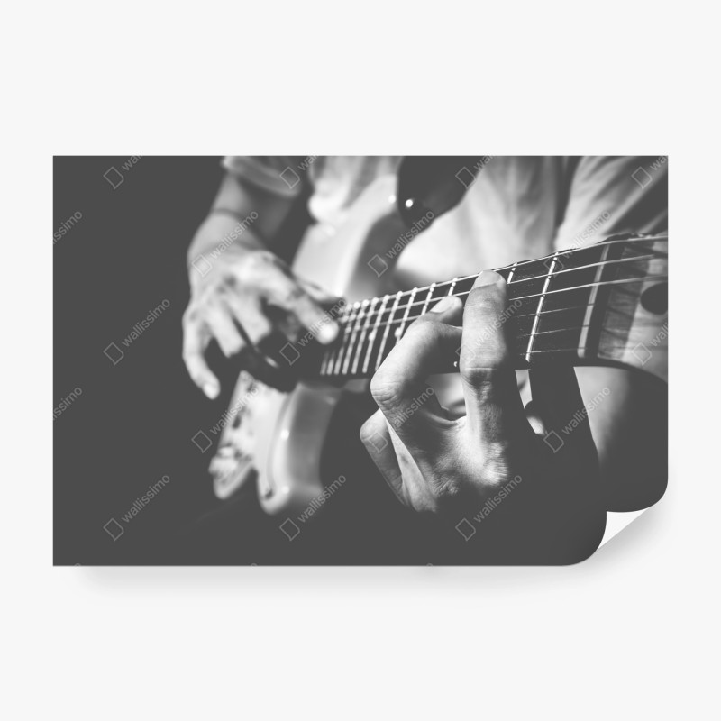 Carta da parati dettaglio di chitarra elettrica in bianco e nero