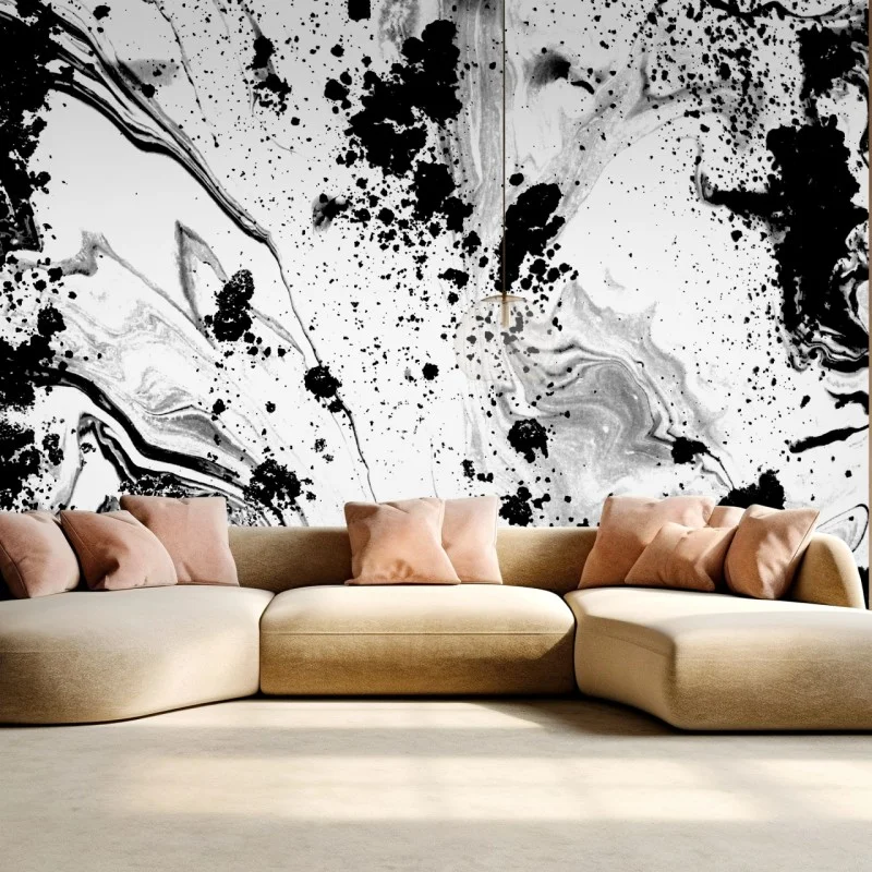Carta da parati astrazione marmorea in bianco e nero