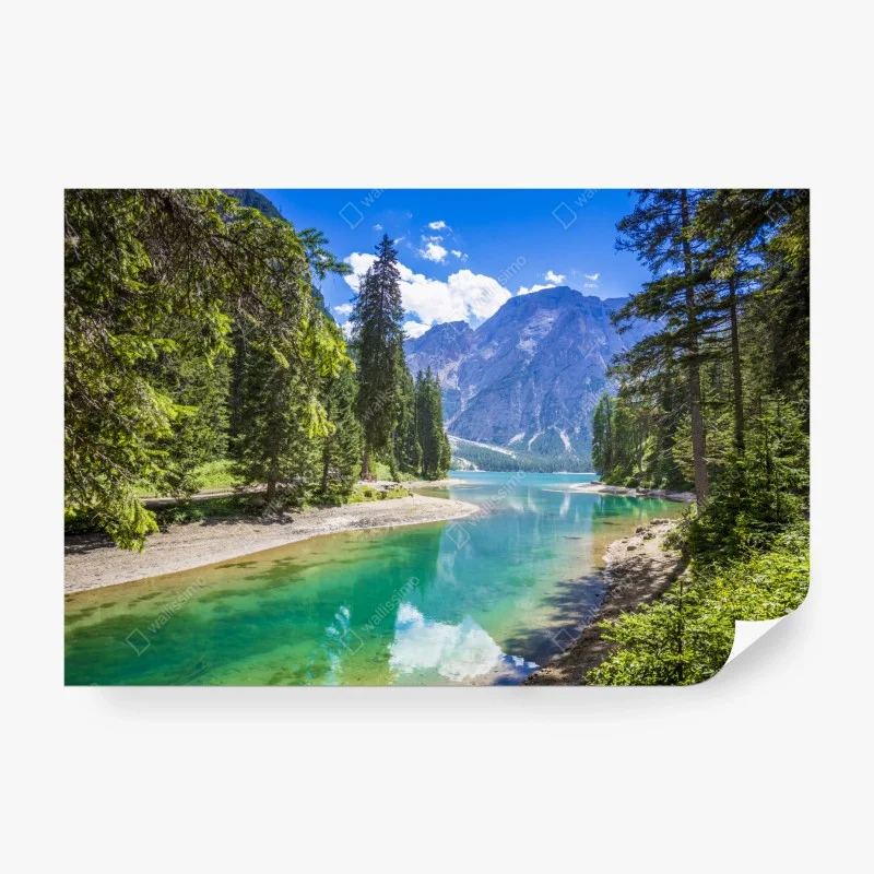 Carta da parati panorama del Lago di Braies e Croda del Becco