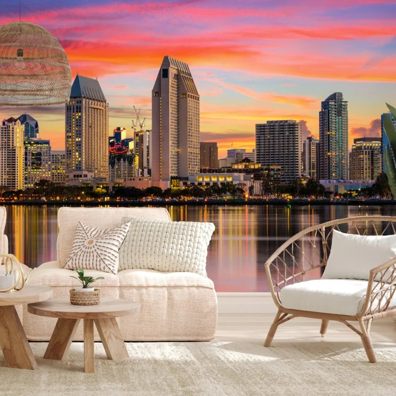 Carta da parati tramonto dorato sulla baia di San Diego