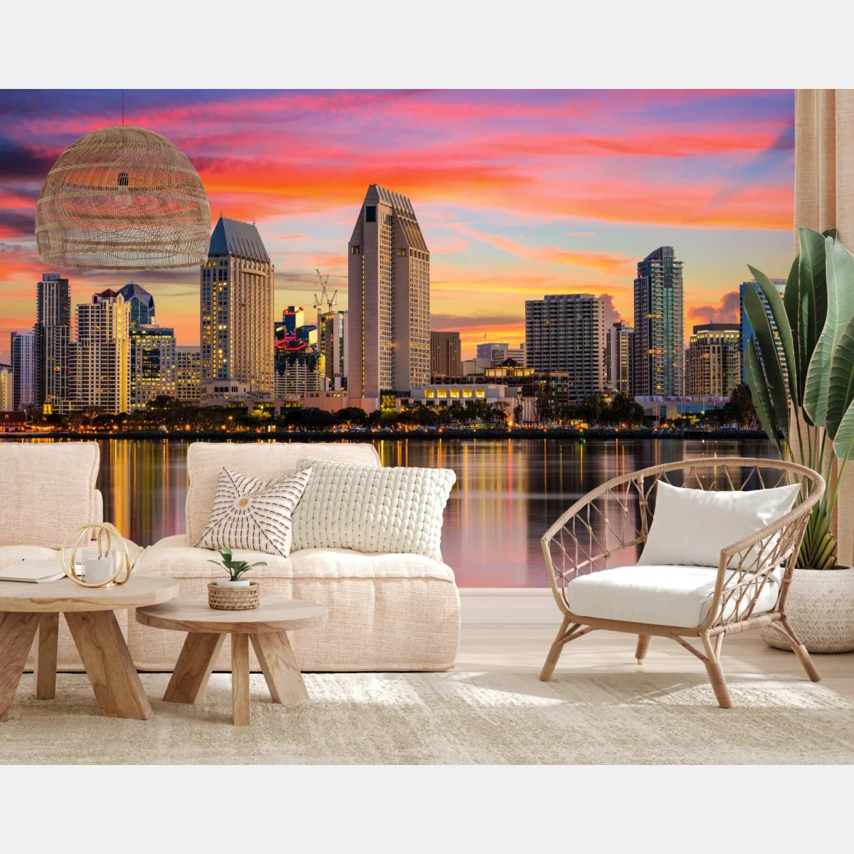 Carta da parati tramonto dorato sulla baia di San Diego • Wallissimo® Carta da parati tramonto dorato sulla baia di San Diego • Wallissimo®