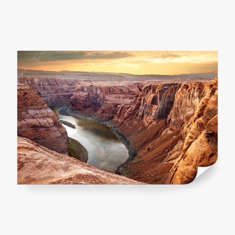 Carta da parati panoramica del Horseshoe Bend sul fiume Colorado al tramonto