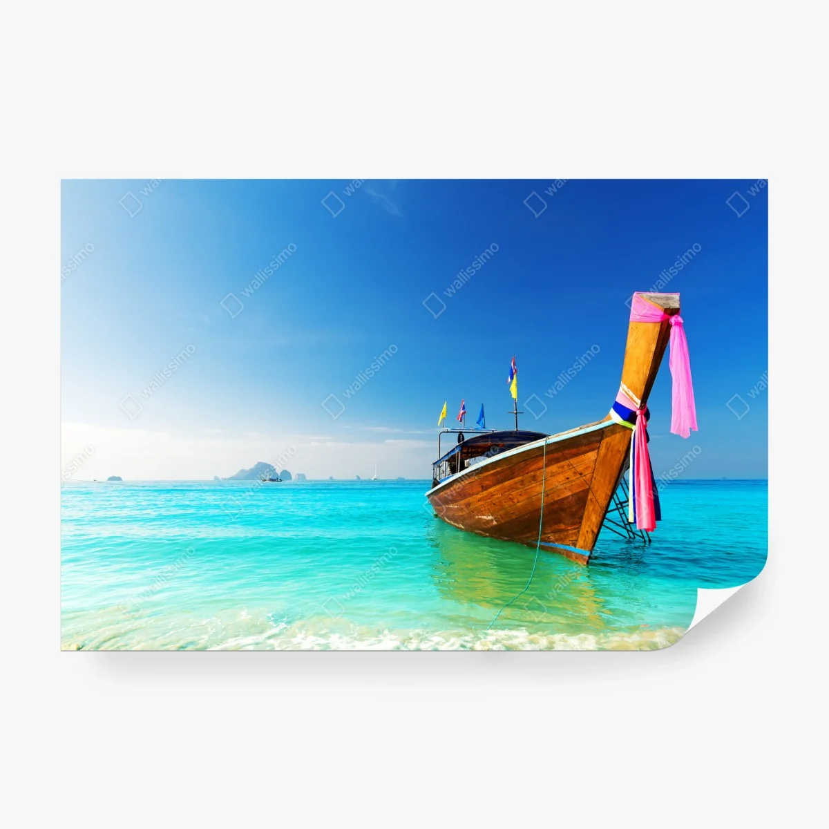 Carta da parati barca tradizionale su spiaggia tropicale, Thailandia • Wallissimo® Carta da parati barca tradizionale su spiaggia tropicale, Thailandia • Wallissimo®