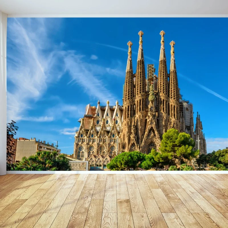 Carta da parati vista iconica della Sagrada Familia di Gaudí