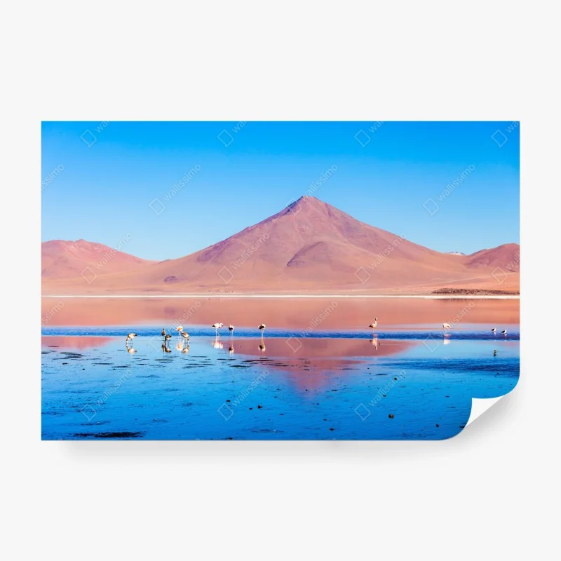 Carta da parati tramonto rosa sui fenicotteri della Laguna Colorada