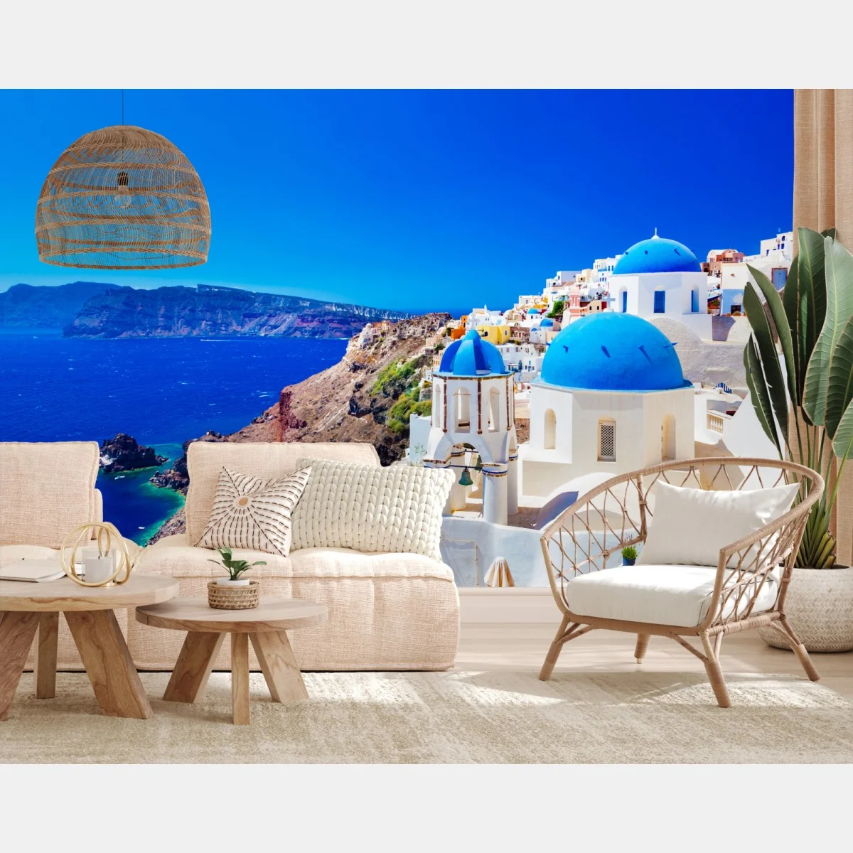 Carta da parati sogno mediterraneo a Santorini • Wallissimo® Carta da parati sogno mediterraneo a Santorini • Wallissimo®