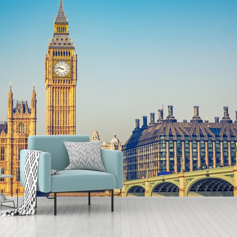 Carta da parati tramonto su Westminster e Big Ben a Londra