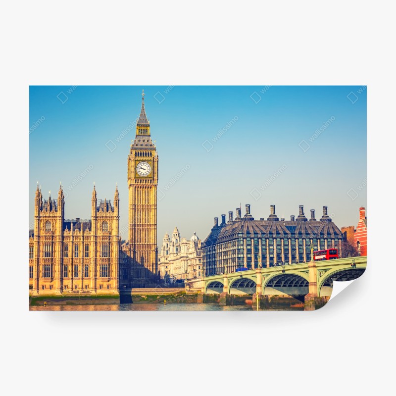 Carta da parati tramonto su Westminster e Big Ben a Londra