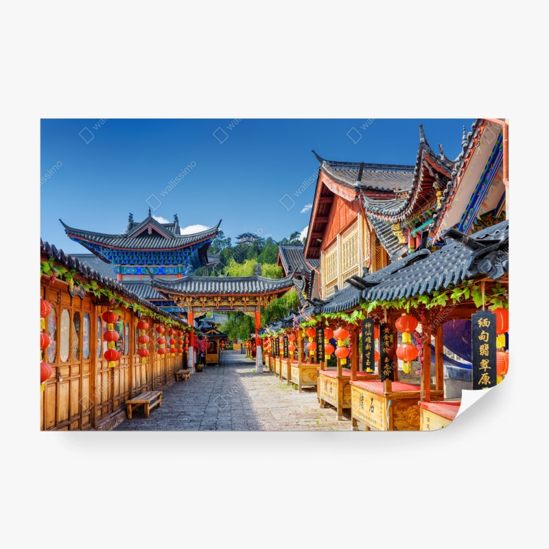 Carta da parati lanterne rosse nella città vecchia di Lijiang