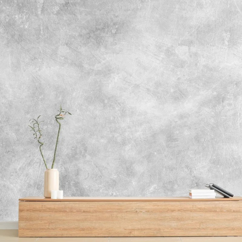 Carta da parati effetto parete in cemento grigio