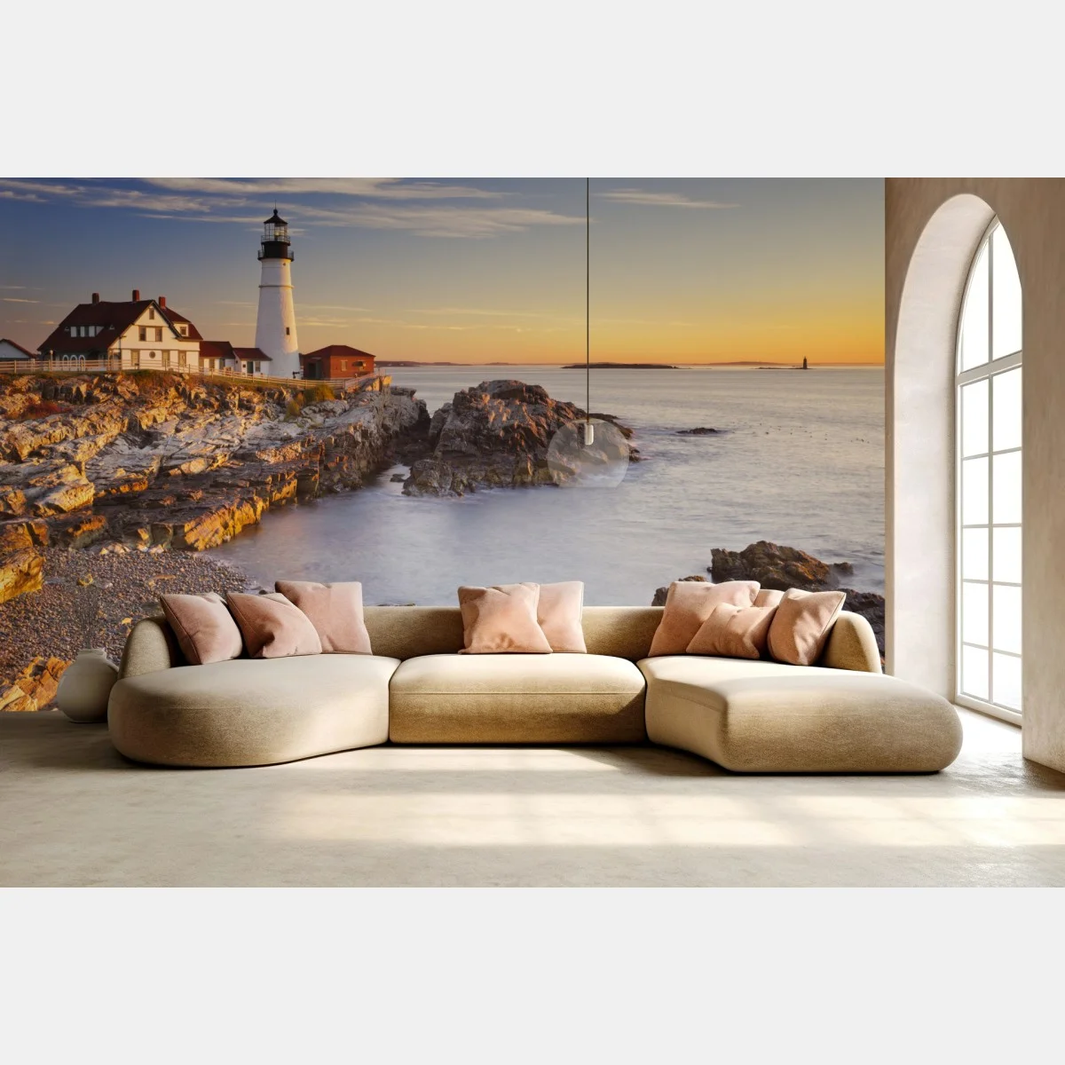 Carta da parati faro all'alba a Portland Head, Maine • Wallissimo® Carta da parati faro all'alba a Portland Head, Maine • Wallissimo®