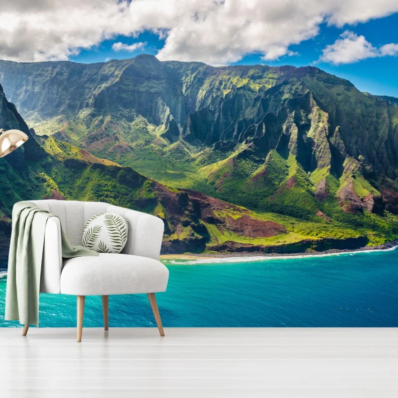 Carta da parati panorama costiero della Na Pali, Kauai