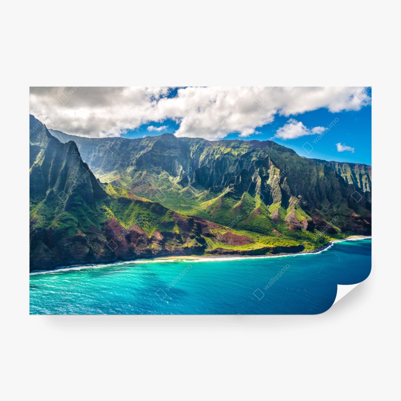 Carta da parati panorama costiero della Na Pali, Kauai