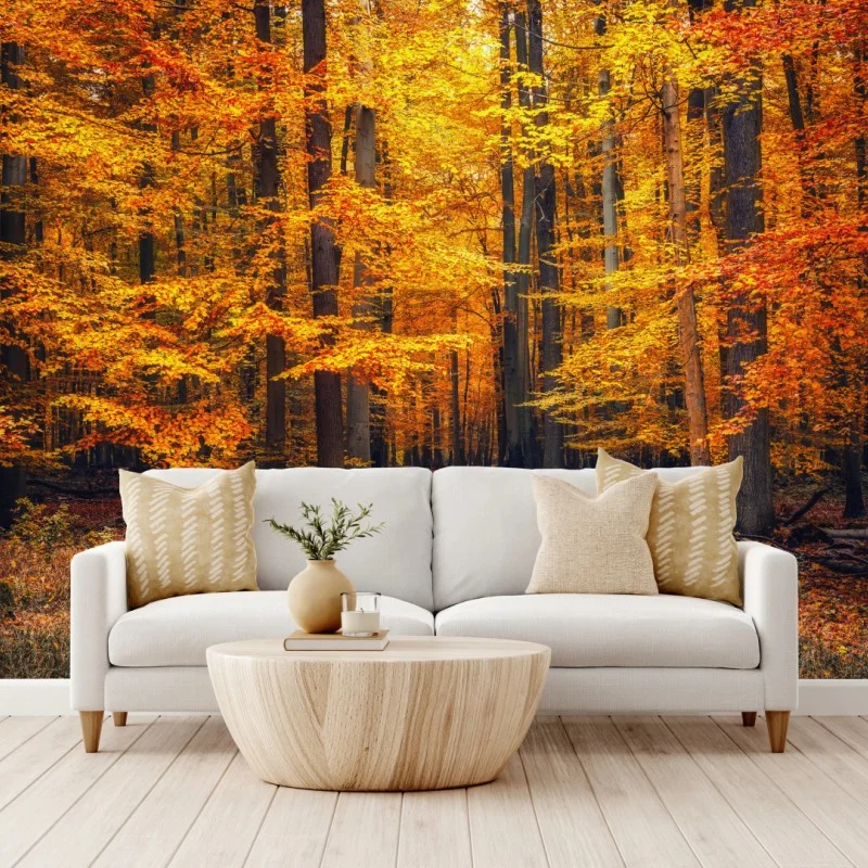 Carta da parati sentiero nel bosco autunnale dorato