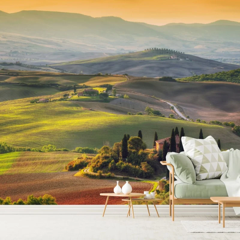 Carta da parati colline dorate al tramonto