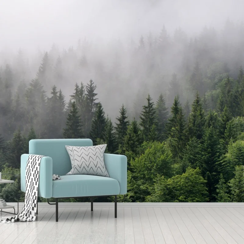 Carta da parati sussurro di nebbia nella foresta