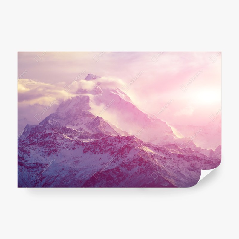Carta da parati montagna rosa al crepuscolo