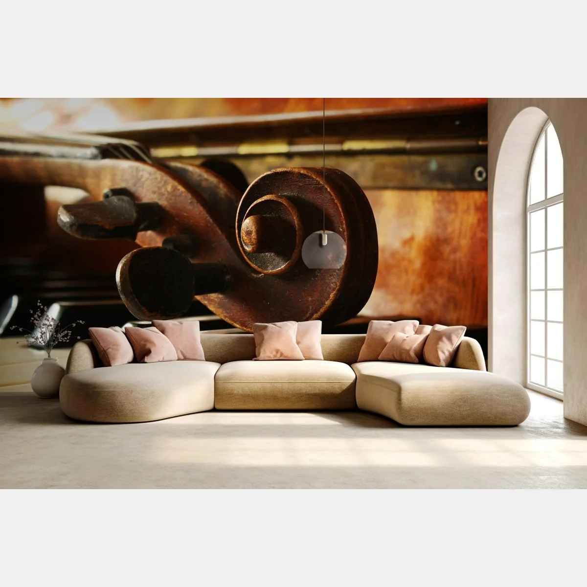 Carta da parati contrasto musicale: violino sui tasti del pianoforte • Wallissimo® Carta da parati contrasto musicale: violino sui tasti del pianoforte • Wallissimo®