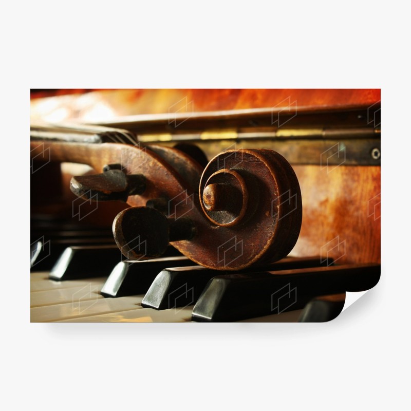 Carta da parati contrasto musicale: violino sui tasti del pianoforte